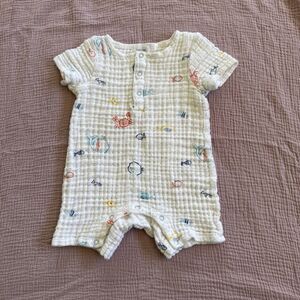 Angel Dear 12-18 Months Baby Romper Ocean Fish Waves Shorts